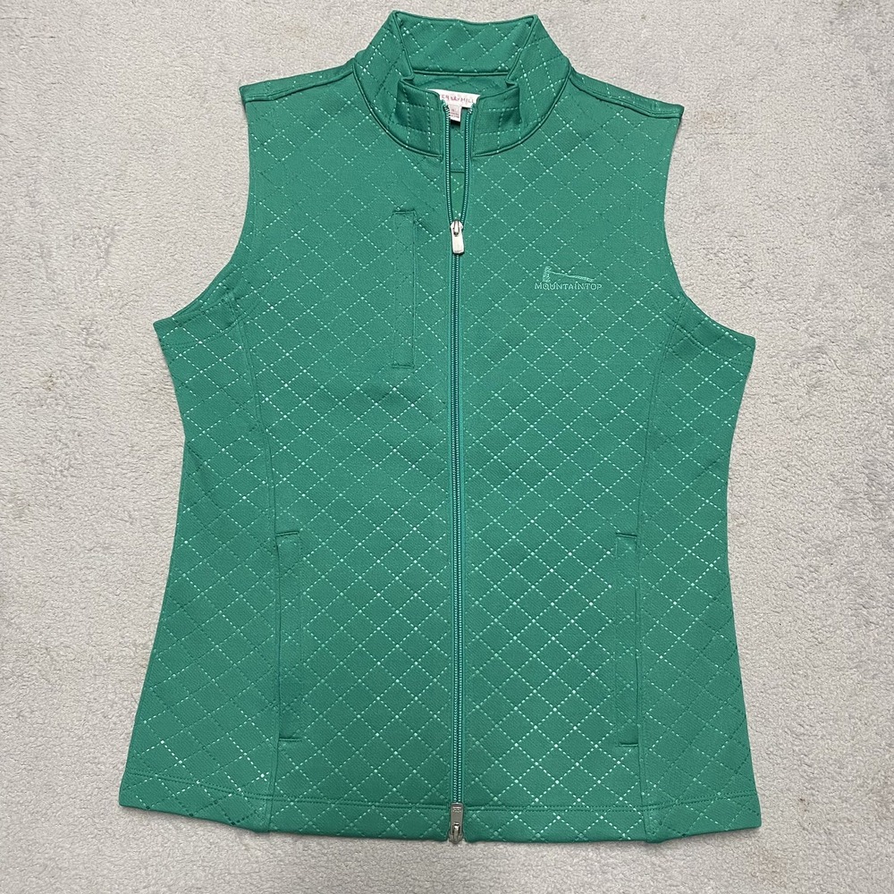 Peter Millar Vest Womens Small Green MountainTop Golf Club Pockets Peformance
